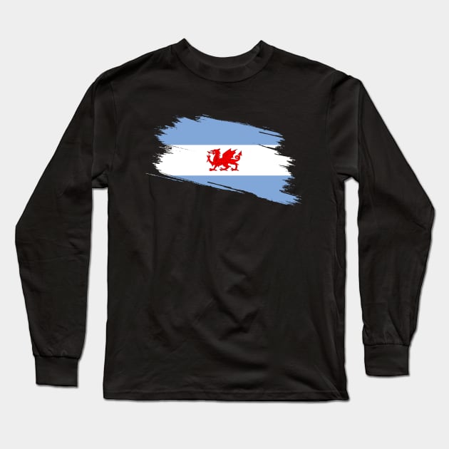 Wales Argentina flag, Welsh Patagonia Long Sleeve T-Shirt by Teessential